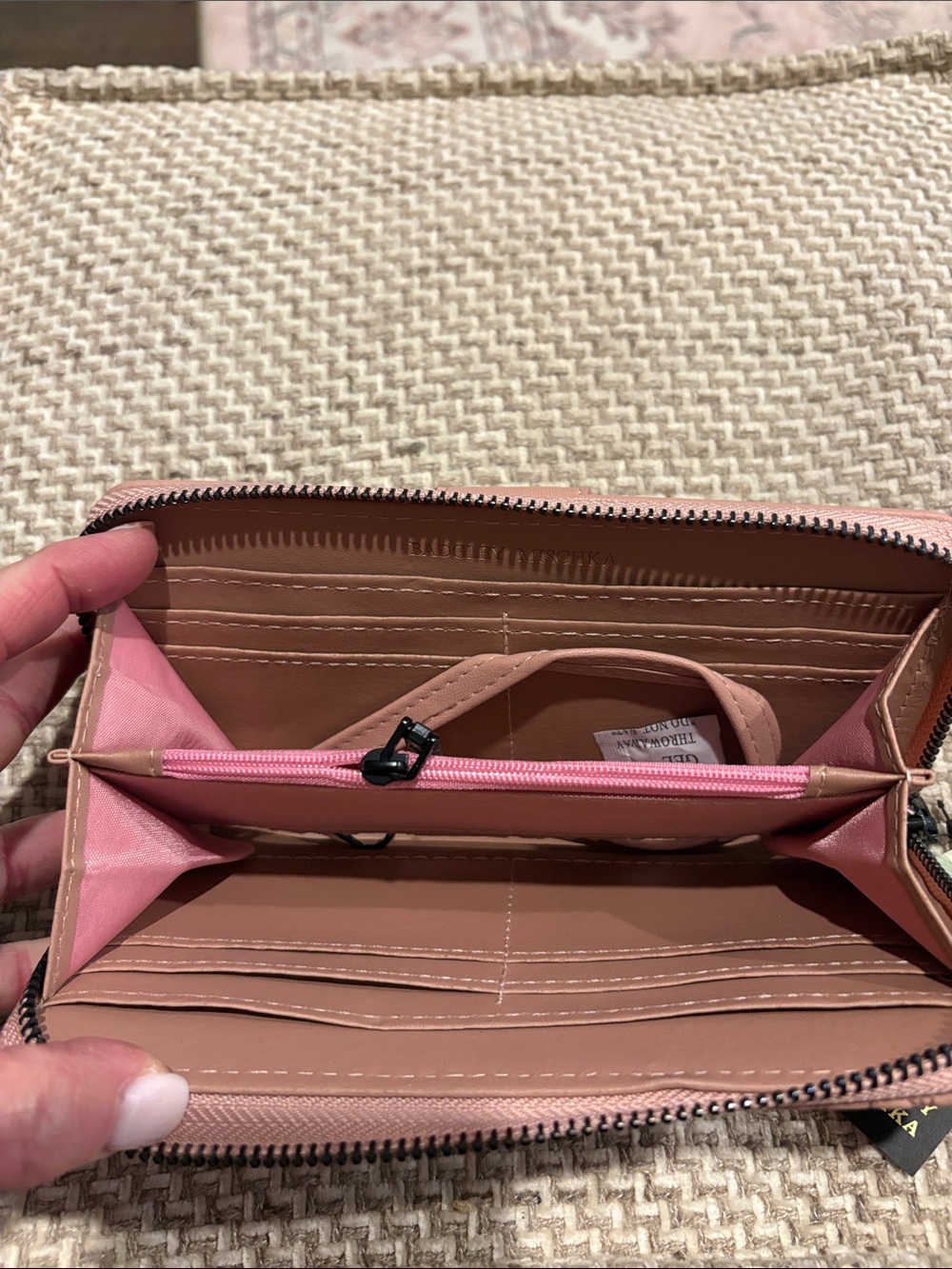bebe Quilted Chevron Zip-Around Wallet - Blush - Picture 4 of 5